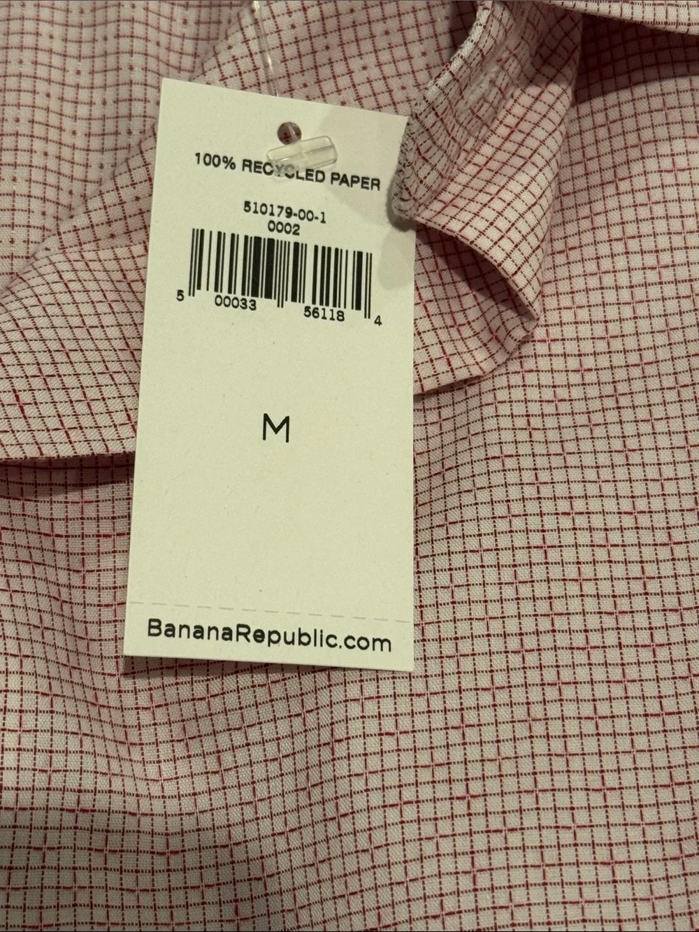 Banana Republic Men's Light Pink Micro-Check Dress Shirt